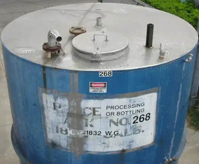 SPC6757  Tank 1821 gallon vertical tank, Inconel, slope
