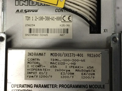 USED INDRAMAT TDM 1.2-100-300-W1-000 (4)-A.C.SERVO CONTROLLER