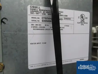 USED Cissell Cissell Filter Bag Tumbler Dryer, Model CT025E