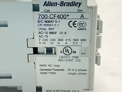 Used Allen-Bradley Ser A Contactor 25A 690V 110/120V Coil w/ 100-ETA3 PLC Contactors Michigan US | Maverick Industrial Sales #1392402