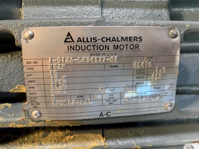 Allis Chalmers 15 HP 1750 RPM 254TC Frame Motor