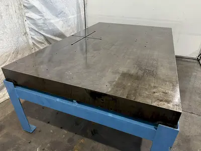 60" X 96" CAST IRON SURFACE PLATE W/ STAND. STOCK # 0850523.