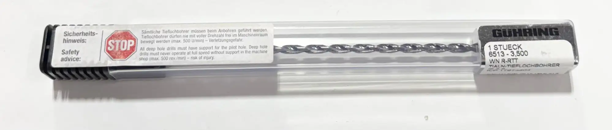 Guhring 3.5mm Solid Carbide Drill 30xD TiAlN Tipped Coolant Thru 135 Deg