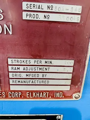 (1996) 60 TON FEDERAL/PRECISION INDUSTRIES OBI PRESS. STOCK # 0635821