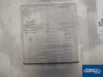 USED Precision 150 Liter Precision Stainless Reactor, 316L S/S, 45/100#