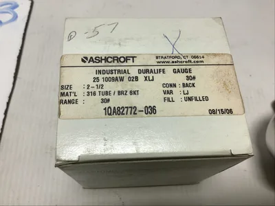 Ashcroft 1QA82772-036 2 1/2″ 30PSI Pressure Gauge (Lot of 1)