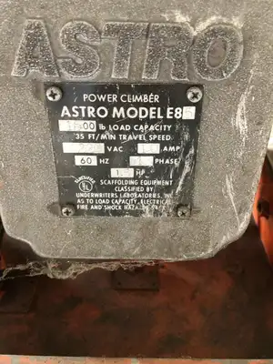 Power Climber ASTRO E85 Wire Rope Hoist 1500lb 35FPM 1.5HP 220V 1PH