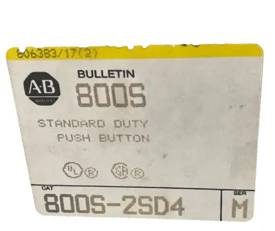 ALLEN BRADLEY 800S-2SD4 STANDARD DUTY PUSH BUTTON SER. M 800S2SD4 NEW, SURPLUS