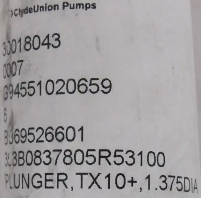 NEW SPX 353B0837805R53100 PLUNGER TX10+ 1.375 DIA