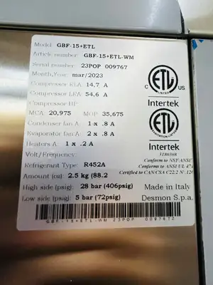 Desmon GBF15+EL Blast Chiller Freezer New Open Box