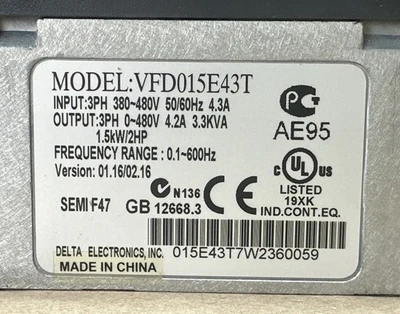 USED Delta VFD015E43T