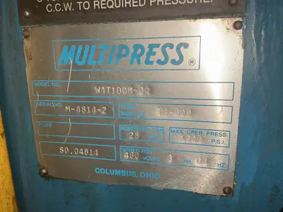 Used MULTIPRESS W4T100M2A C-Frame Presses Ohio US | HGR 24 #1515720