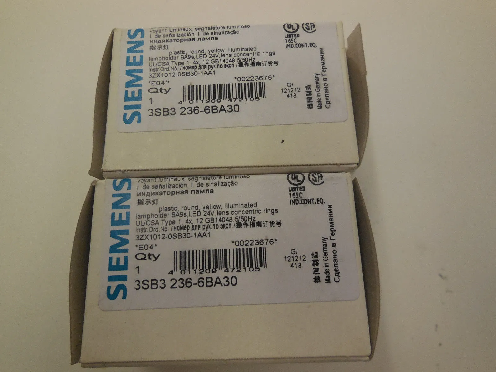2 NEW SIEMENS 3SB3236-6BA30 PILOT LIGHT 3SB32366BA30