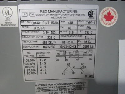 2000 REX MANUFACTURING TRANSFORMER Other Machinery, Transformer | Mark One Machinery (1)