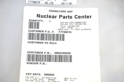 NEW NUCLEAR PARTS CENTER 0062430035 1251201-001 CABLE ASSEMBLY F773821A FRA-ANP