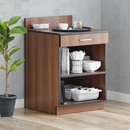 24 service walnut shelf - with drawer and adjustable shelf