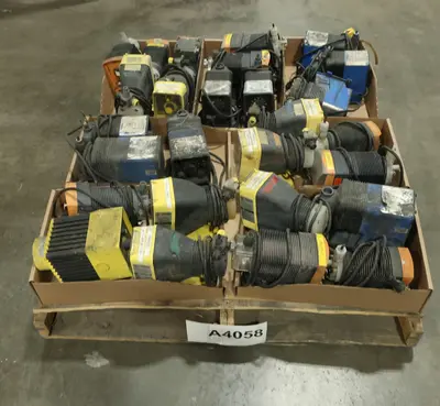 PALLET OF ASSORTED METERING PUMPS, MILTON ROY, PULSATRON, PROMINENT