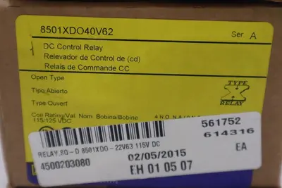 NEW OPEN BOX SQUARE D 8501XDO40V62 SER. A 115/125VDC STOCK G354A