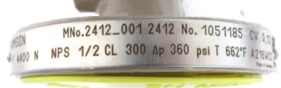 NEW SAMSON 2413 PRESSURE REDUCING VALVE 1/2" CL300 2412-001-2412 1011426