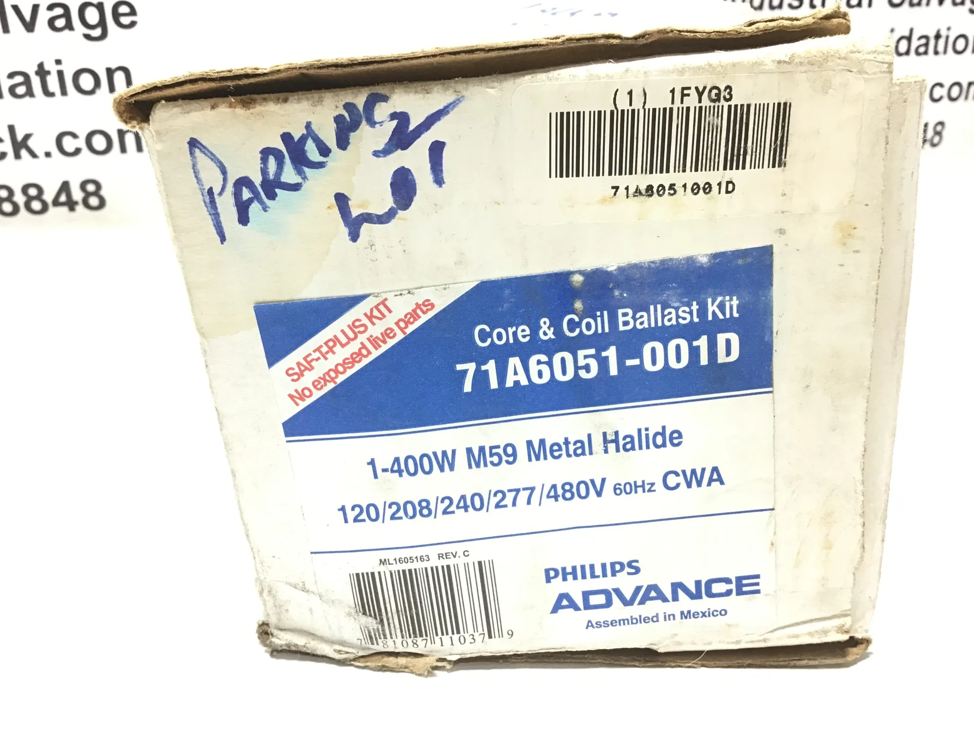 Philips Advance 71A6051-001D Core & Oil Ballast Kit 1-400W M59 Metal Halide