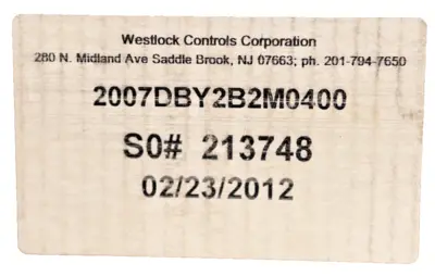NEW WESTLOCK CONTROLS 2007DBY2B2M0400