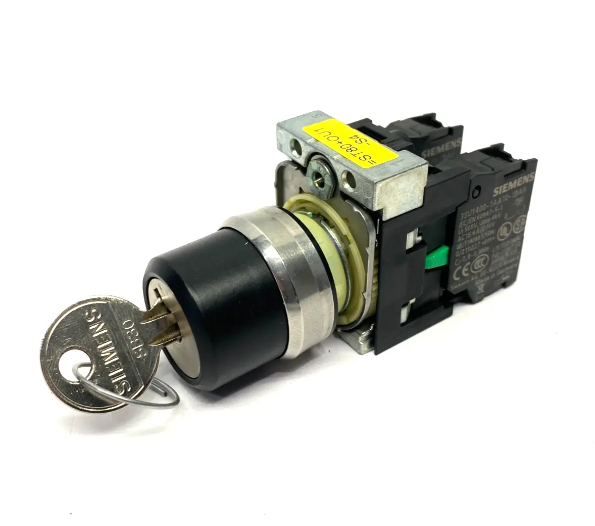 3SU1050-4BF01-0AA0 | Siemens RONIS Key-Operated Switch 22mm Round w/ 2x NO Contact - Used