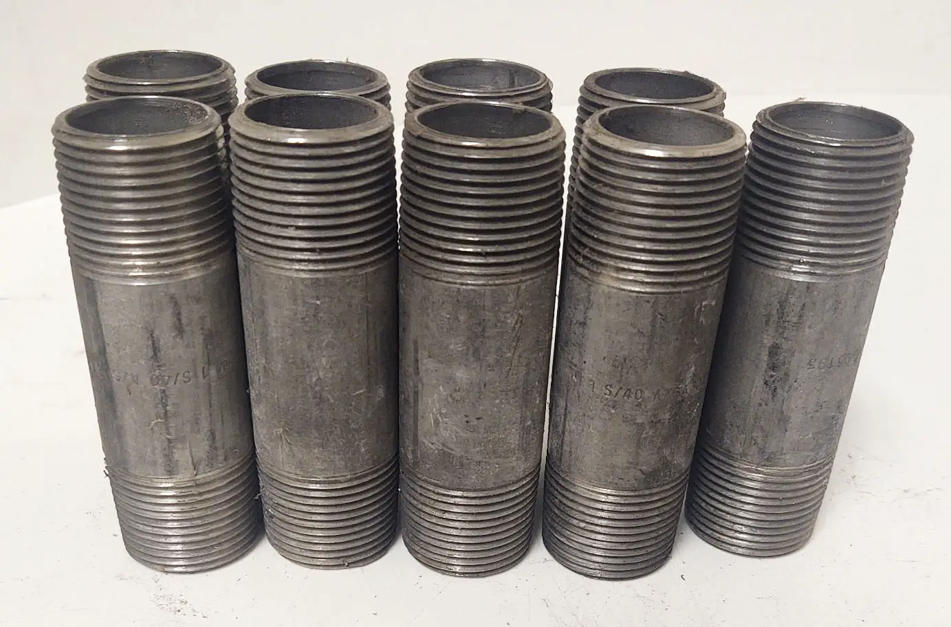 🔥(QTY 9) 1" x 4" Threaded NPT Pipe Nipple Sch 40 316L Stainless Steel