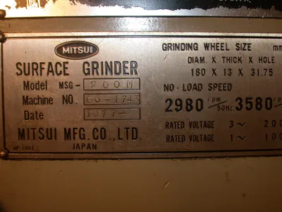 1977 MITSUI MSG-200M SURFACE GRINDER Grinder-Manual Horiz Surface | Asset Exchange Corporation (2)