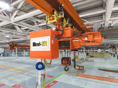 Cleveland Tramrail P&H 5 Ton Single Girder Underhung Bridge Crane 44' 6" Span