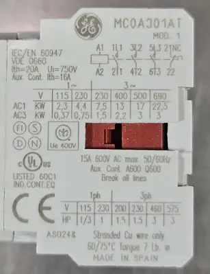 GE MC0A301ATC CONTACTOR. Loc 4E-16
