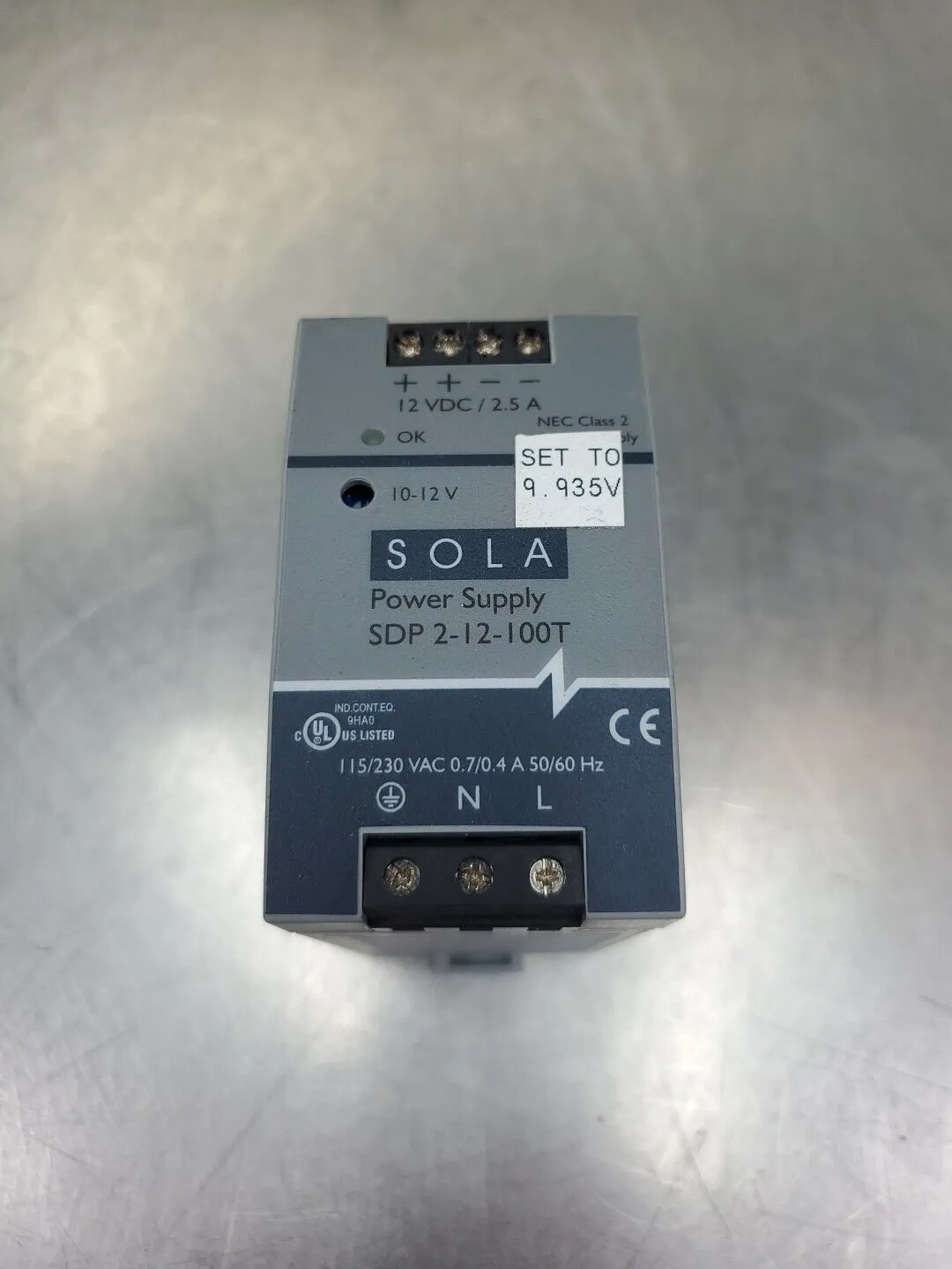 SOLA SDP2-12-100T POWER SUPPLY, 10-24VDC 2.5A. 4A-12