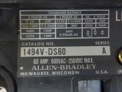USED ALLEN BRADLEY 1494V-DS60 SER A