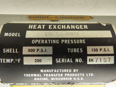 Thermal Transfer EKS-712-80876 Oil Cooler Shell & Tube Heat Exchanger 2-Pass