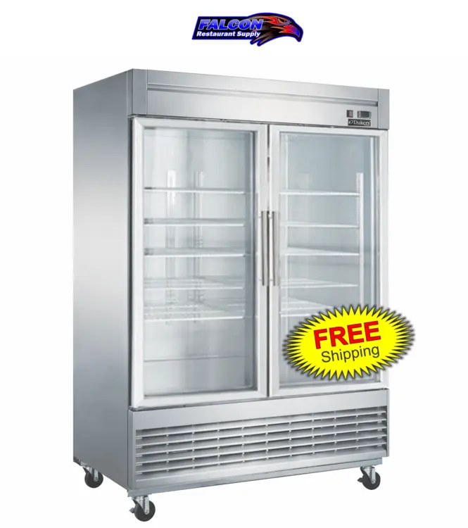 New | in-Stock Dukers New Dukers D55R-GS2 Bottom Mount Glass 2-Door Commercial Reach-in Refrigerator Display Refrigerators Illinois US | Falcon Restaurant Supply #1376294