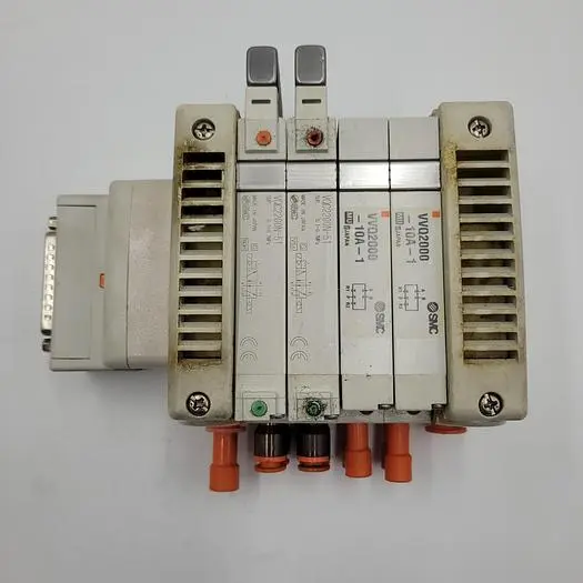 Used SMC SMC FOUR SOLENOID AIR CONTROL VALVES VQ2000-10A-1 MOUNTED ON MANIFOLD VV5QC41 Pump & Valve Parts | ND Industrial Surplus #1218401