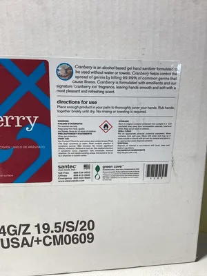 Santec Cranberry Ice Scented Hand Sanitizer -NIB