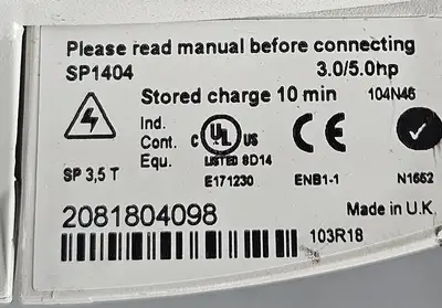 Emerson SP1404 Inverter 3.0/5.0 hp 380-480V 50-60Hz (BIN322)