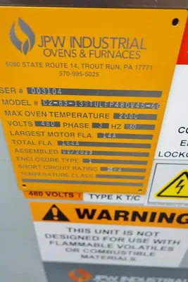 USED 2023 JPW INDUSTRIAL OVENS #C2-83-139TULEP480V45-60KW
