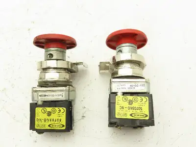 Rees 50703N0 Red Flat Emergency Push/Pull Button w/Padlock 30mm Lot of 2