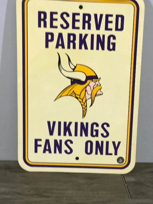 Minnesota Vikings Hard Plastic Sign - “Reserved Parking - Vikings Fans Only”