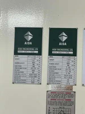 Used 2017 AIDA NC1-1100 Straight Side Presses Michigan US | Midwest Press and Automation #1319635