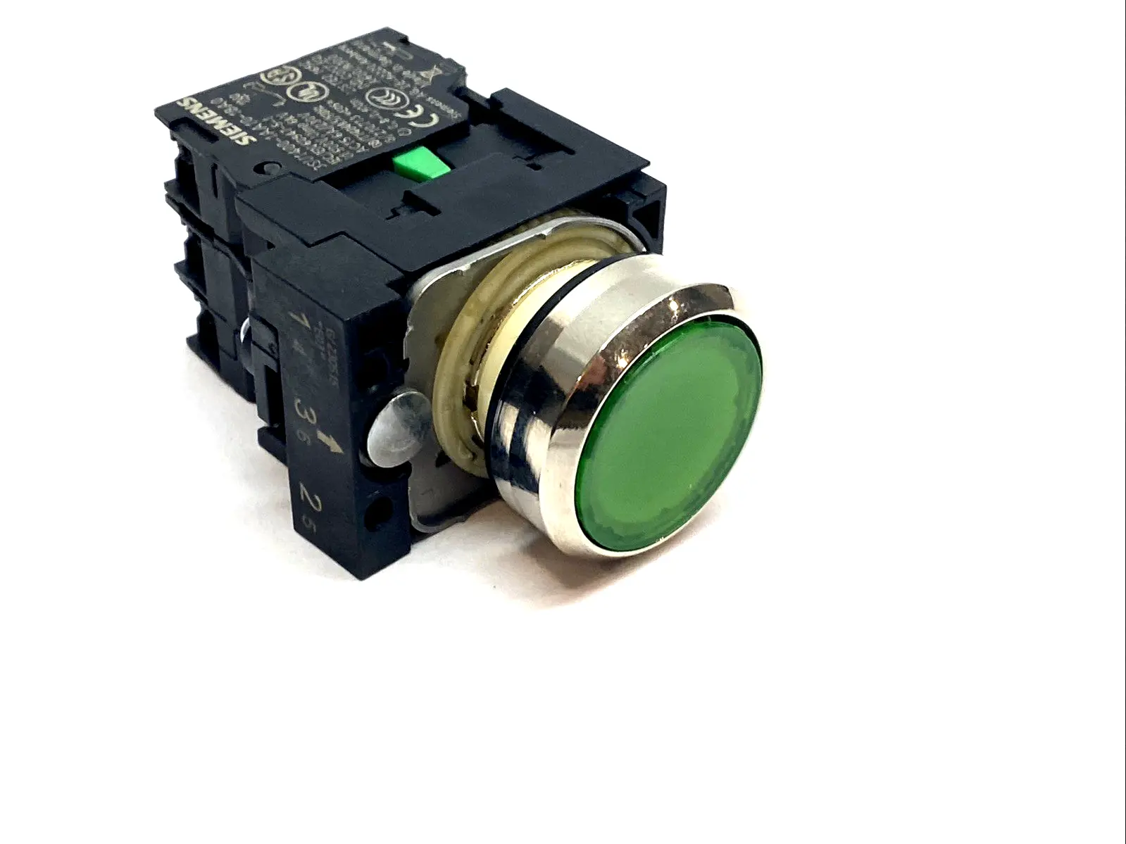 USED SIEMENS ILLUMINATED PUSHBUTTON GREEN 24V SIRIUS ACTUATOR 22MM
