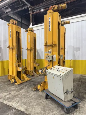 (4) 15 TON (120,000 LBS TOTAL) NEUERO / RAILQUIP MODEL #3275 HEAVY DUTY MOBILE JACK LIFTS: YOBRO #23869