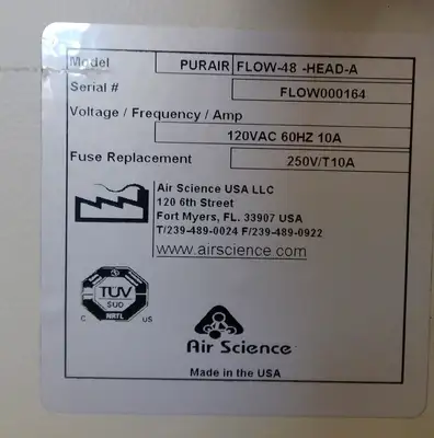 Air Science 4ft Flow 48 -HEAD-A Purair Laminar Flow 120v FULLY TESTED