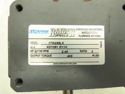 Morse Raider 175Q56L5 Worm Gearbox 5:1 Reducer 2.45Hp 350rpm 56C LH Output