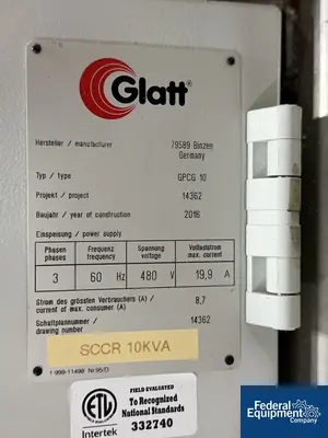 Used Glatt Glatt GPCG-10 Fluid Bed Processor, S/S Fluid Bed Dryers Ohio US | Federal Equipment Company #1337688