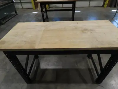 Industrial Butcher Block Top Workbench Table 68"W 30"D 40"H