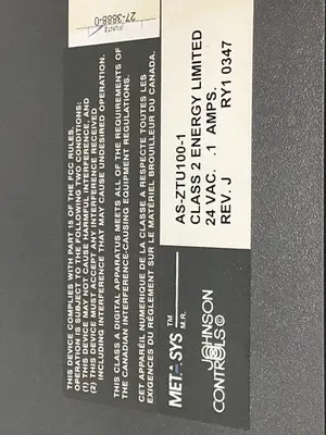 USED JOHNSON CONTROLS AS-ZTU100-1