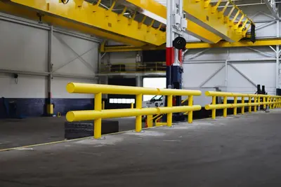 (42) 10' LONG x 26" HIGH IDEAL SHIELD TWO LINE PLASTIC COATED HEAVY DUTY GAURDRAIL BARRIER: YOBRO #24873