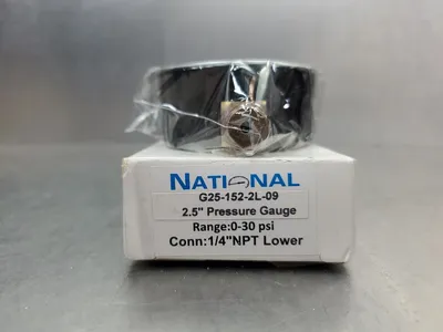 National G25-152-2L-09 2.5" Pressure Gauge, 0-30 Psi. 6D-14